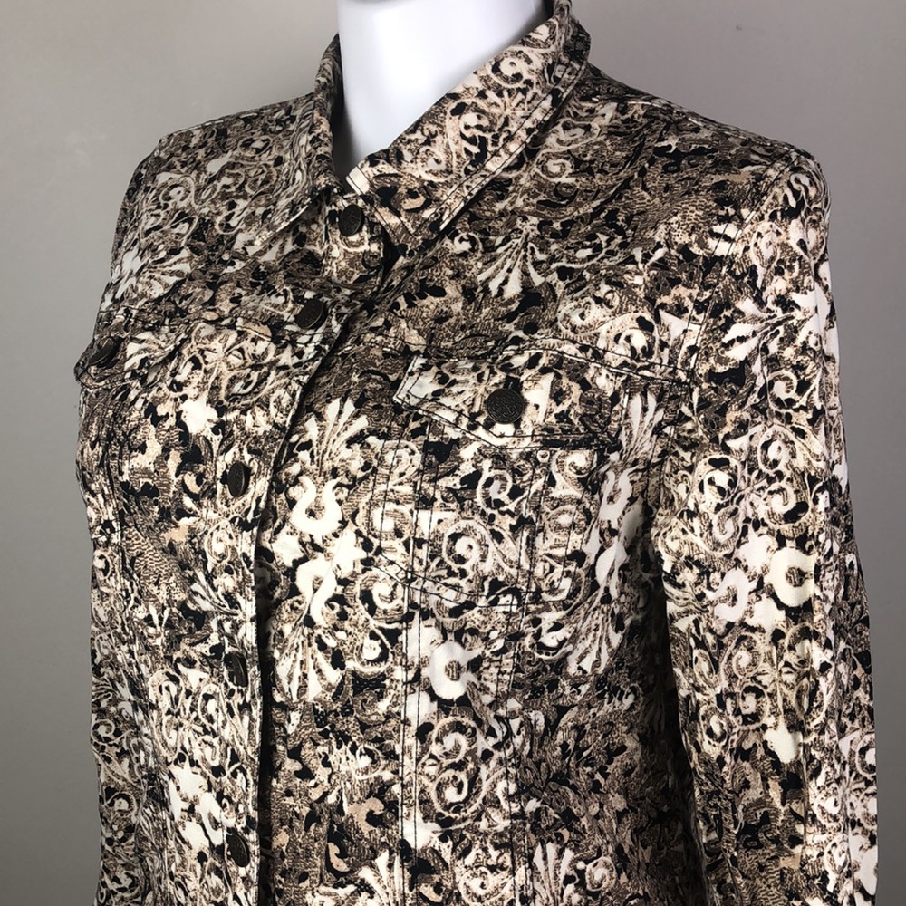 JM Collection Button Front Jacket Abstract Print - Picture 6 of 10